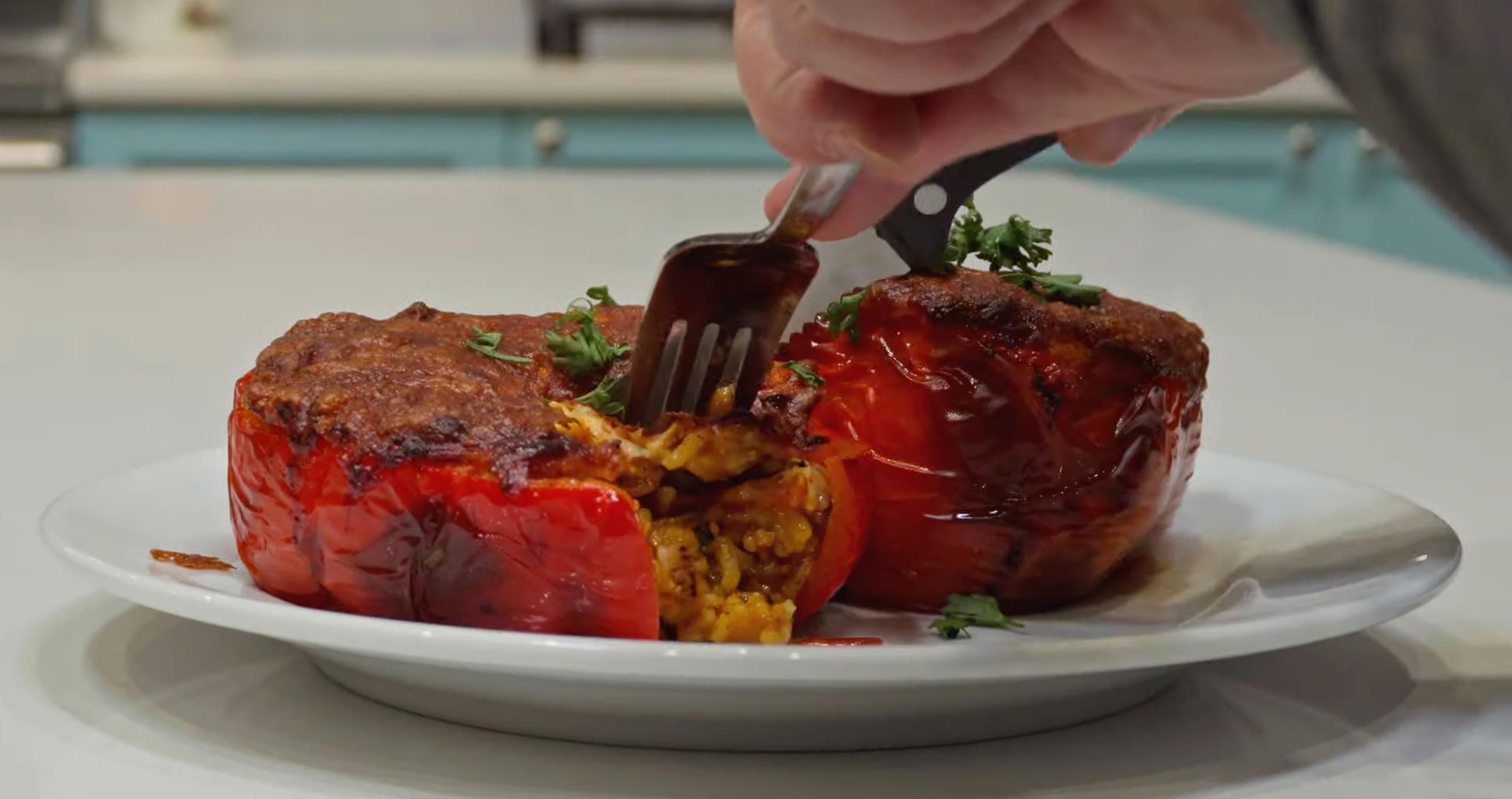 Spanish Rice and Shred™ Stuffed Peppers – By Chef Karen McAthy